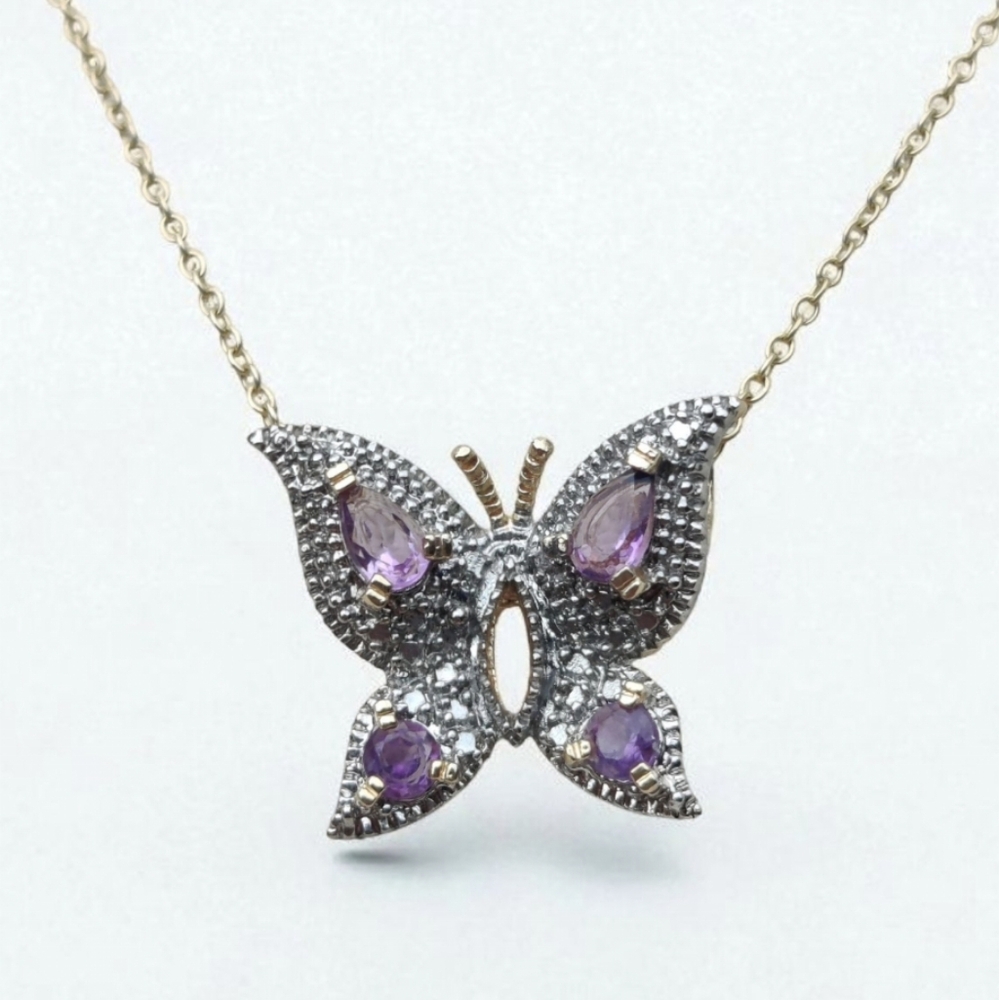 🦋 Ross-Simons Sterling Silver Amethyst The Butterfly Pendant Necklace February